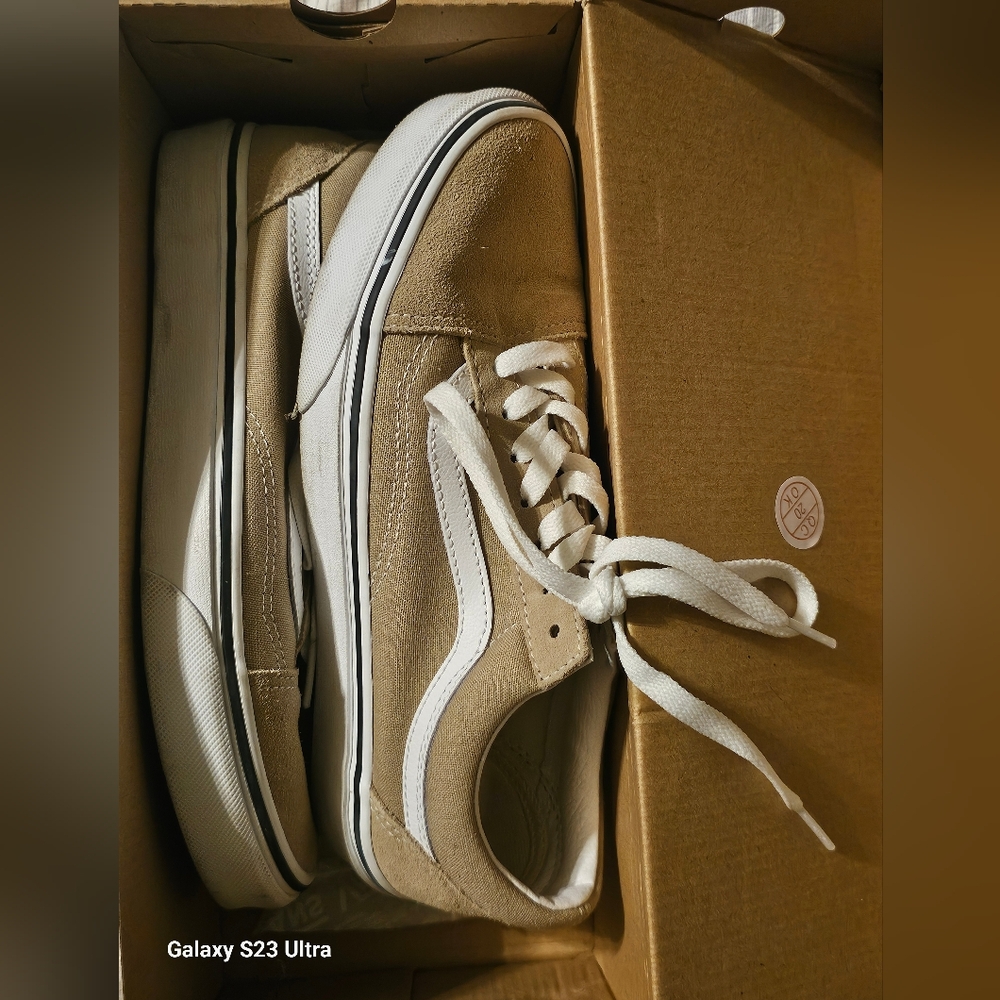 Vans Beige and White Old Skool Sneakers